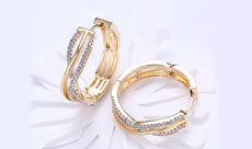 14K Gold Plating White Elements Twisted Abstract Clip On Earrings - Puritific