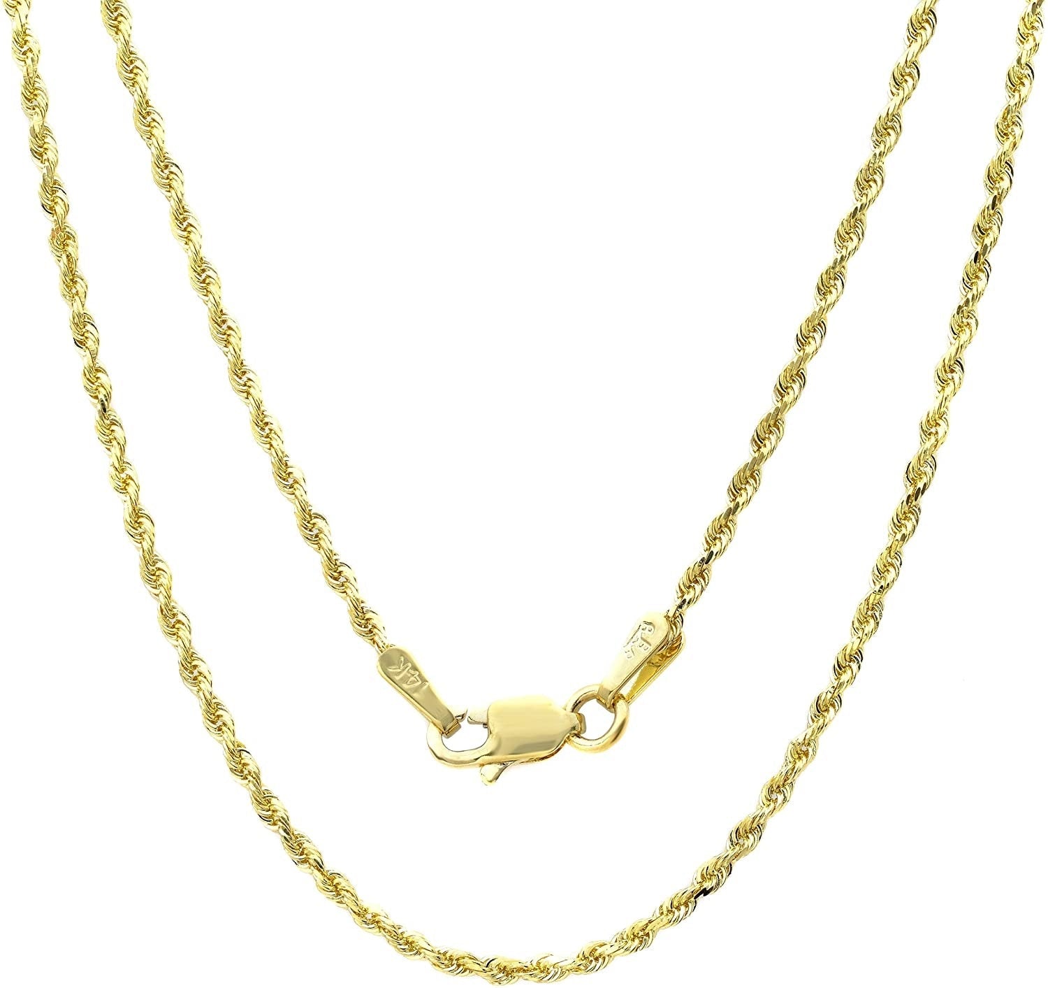 14k Gold Yellow Think Hollow Rope Chain 16"-24" - Puritific