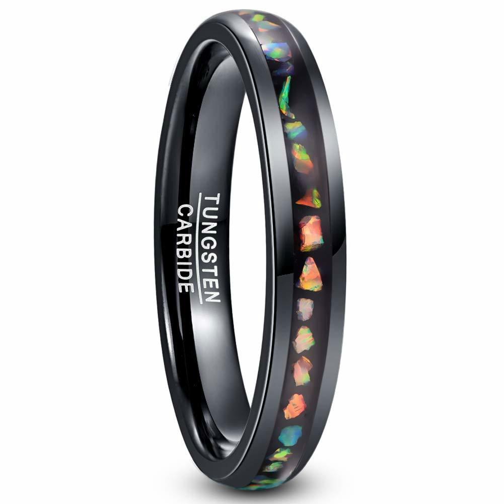 Crushed Opal Black Tungsten Ring - Puritific