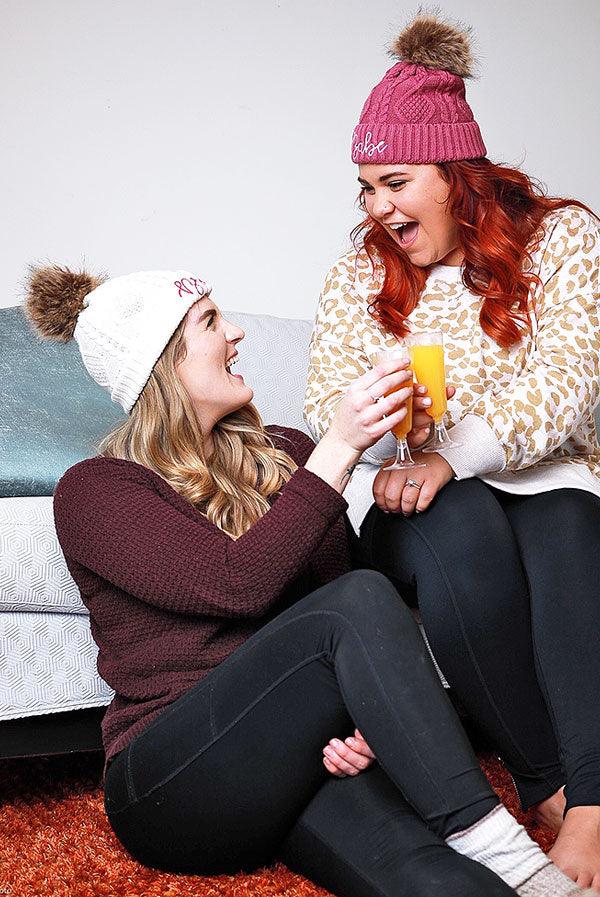 Babe and Bride Knitted Pom Pom Beanies - Puritific