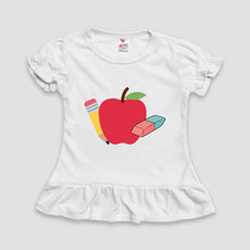 Back to School Pencil Apple Eraser Girls Ruffle Shirt - Mamas Boutiques | Kids Ruffle Top