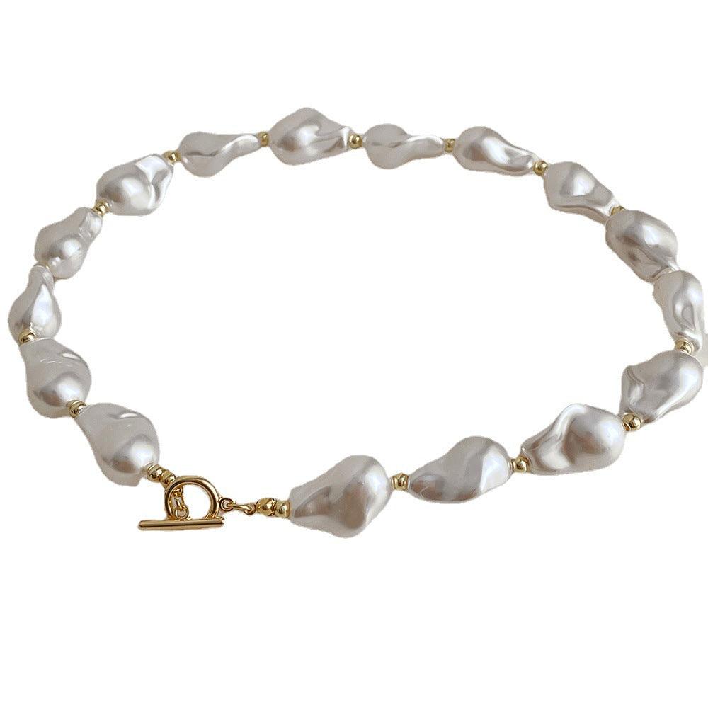 Baroque Pearl Buckle Necklace - Puritific