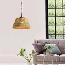 Basket Shape Ceiling Pendant Light Hemp Rope Hanging Light E27 Lamp Shade~1532-2