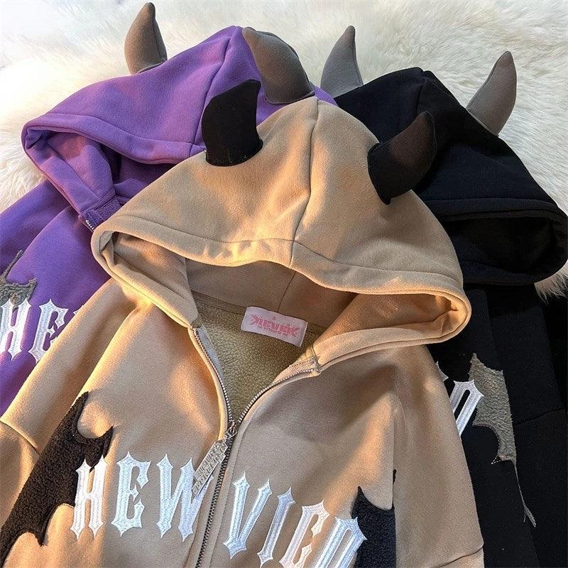 Bat Wing Devil Horn Hoodies - Puritific