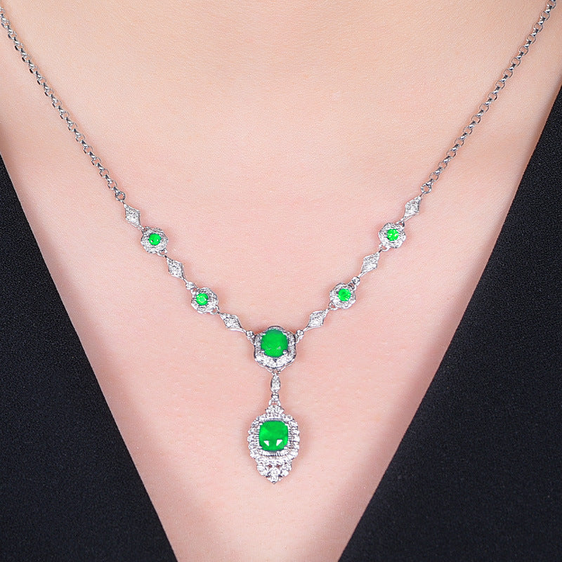 White Gold Emerald Necklace - Puritific