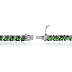 20.00 CT Genuine Emerald Vine Bracelet Embellished with Crystals in 18K White Gold Plated - Puritific