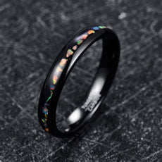 Crushed Opal Black Tungsten Ring - Puritific