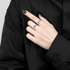 Silver Color Black Stone Ring - Puritific