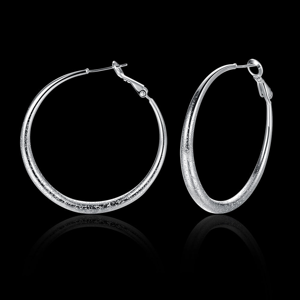 1.6" Round Hoop Earring in 18K White Gold Plated - Puritific