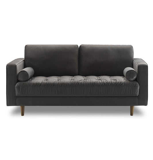 Bente Tufted Velvet Loveseat 2-Seater Sofa - Grey-0