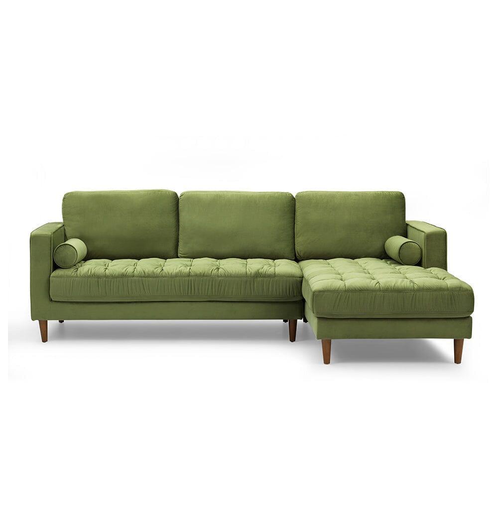 Bente Tufted Velvet Sectional Sofa - Green-5