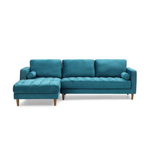 Bente Tufted Velvet Sectional Sofa - Light Blue-0