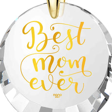 Best Mom Gold Plated Silver Necklace 24k Gold Inscribed - Mother's Birthday Gift - Puritific