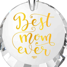 Best Mom Silver Necklace 24k Gold Inscribed - Mother's Day Jewelry Gift - Puritific