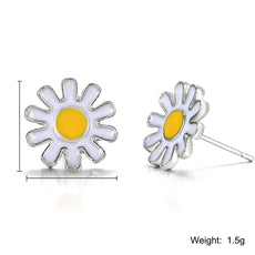 3 Piece Daisy Flower Jewelry Set 18K White Gold Plated Set in 18K White Gold Plated ITALY Design - Puritific