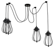 Black 2m Pendant Light Cage Retro Industrial Ceiling Light Spider Lamp~1187-9