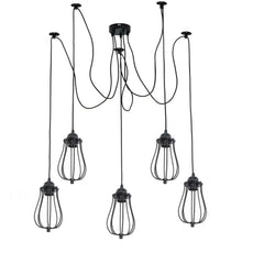 Black 2m Pendant Light Cage Retro Industrial Ceiling Light Spider Lamp~1187-1