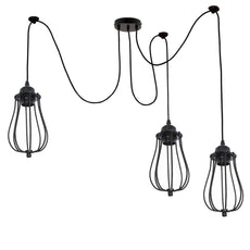 Black 2m Pendant Light Cage Retro Industrial Ceiling Light Spider Lamp~1187-8