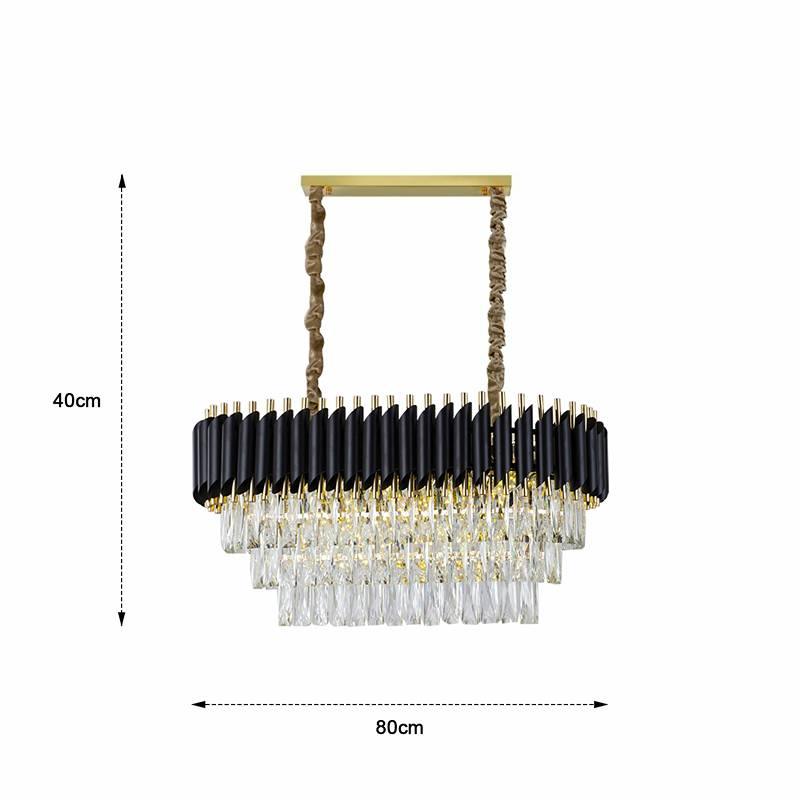 Black and Gold Crystal Pendant Light 3- Tier Pendant Light Fixture Round Flush Mount Crystal Ceiling Light~4803-10