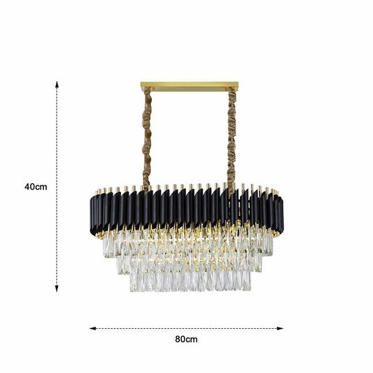 Black and Gold Crystal Pendant Light 3- Tier Pendant Light Fixture Round Flush Mount Crystal Ceiling Light~4803-10