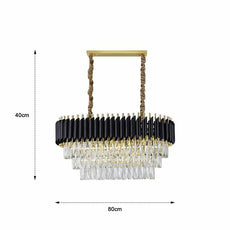 Black and Gold Crystal Pendant Light 3- Tier Pendant Light Fixture Round Flush Mount Crystal Ceiling Light~4803-10