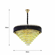 Black and Gold Crystal Pendant Light 3- Tier Pendant Light Fixture Round Flush Mount Crystal Ceiling Light~4803-19