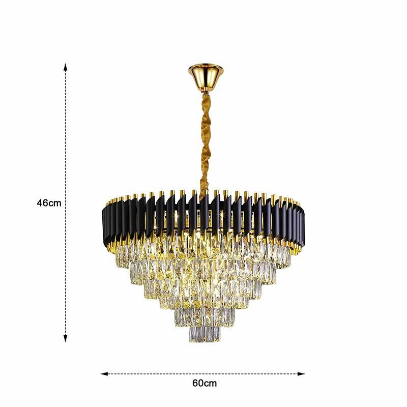 Black and Gold Crystal Pendant Light 3- Tier Pendant Light Fixture Round Flush Mount Crystal Ceiling Light~4803-21