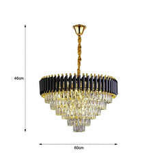 Black and Gold Crystal Pendant Light 3- Tier Pendant Light Fixture Round Flush Mount Crystal Ceiling Light~4803-21