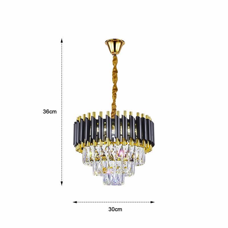 Black and Gold Crystal Pendant Light 3- Tier Pendant Light Fixture Round Flush Mount Crystal Ceiling Light~4803-2