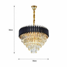 Black and Gold Crystal Pendant Light 3- Tier Pendant Light Fixture Round Flush Mount Crystal Ceiling Light~4803-16