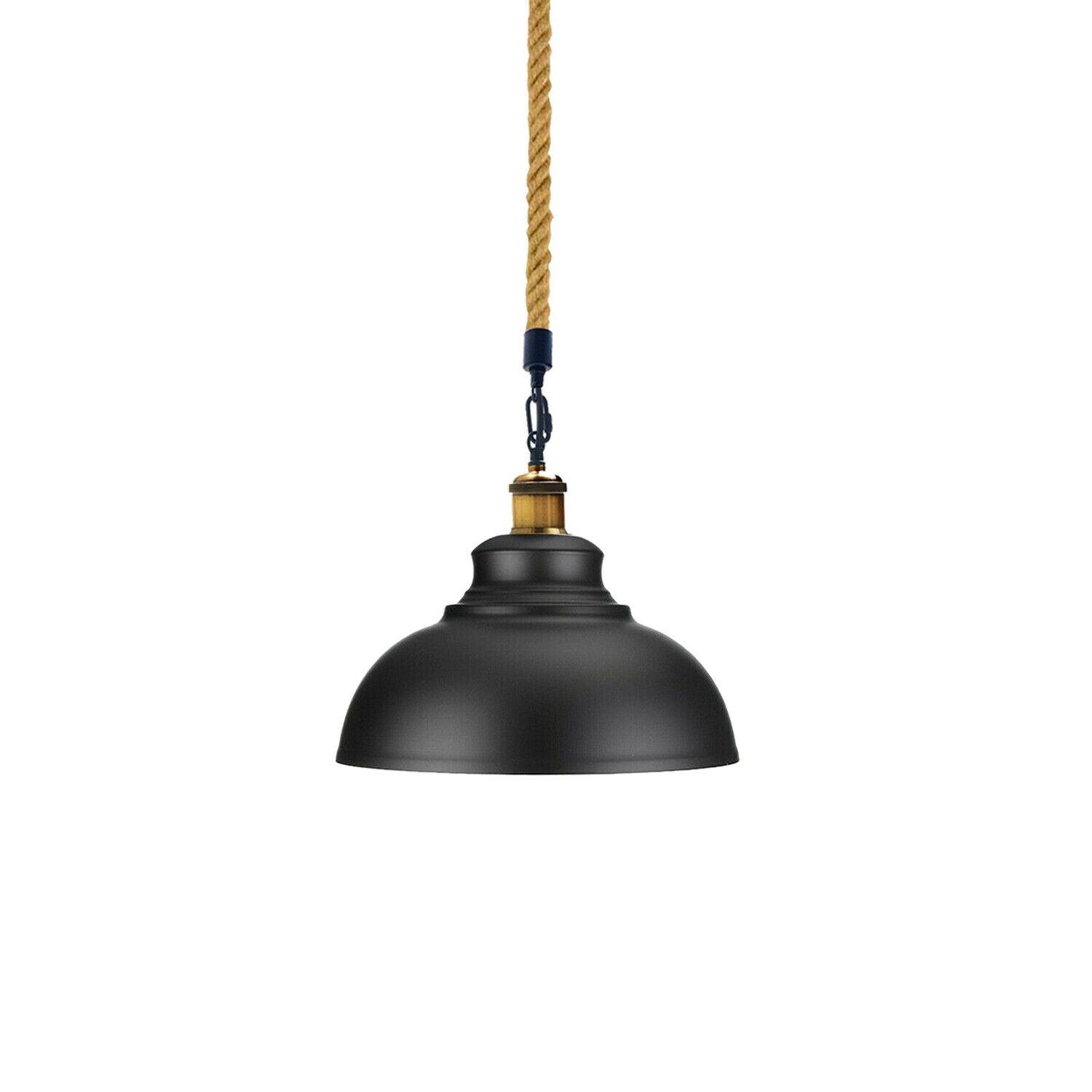 Black Ceiling Industrial Pendant Shade Modern Hemp Hanging Retro Light~1936-3