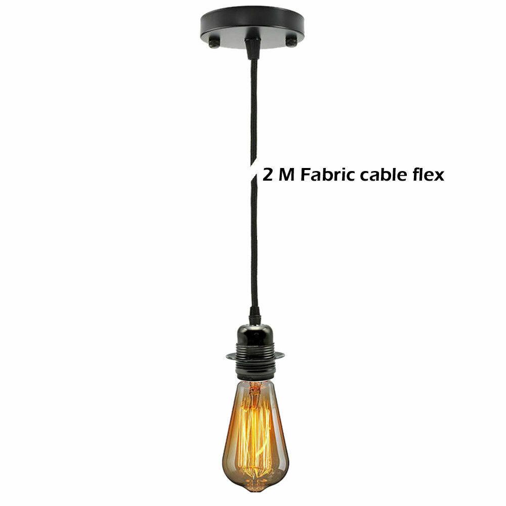 Black Ceiling Rose Fabric Flex Hanging Pendant Light Lamp Holder FREE Bulb Fitting Lighting Kit~2333-2