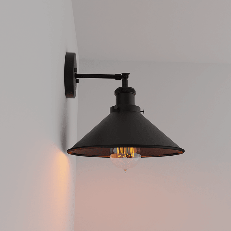 Black Cone Shade Wall Lighting Adjustable Arm~4717-0