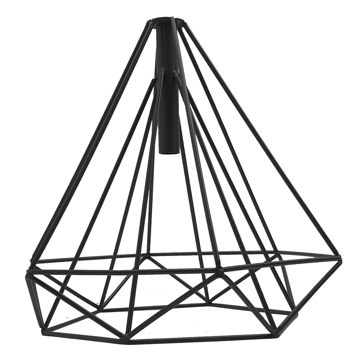 Black Geometric Diamond Wire Cage Pendant Light~1993-0