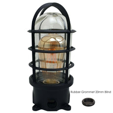 Black Industrial Wall Ceiling Cage Light Bulkhead Metal Marine Glass~2468-2