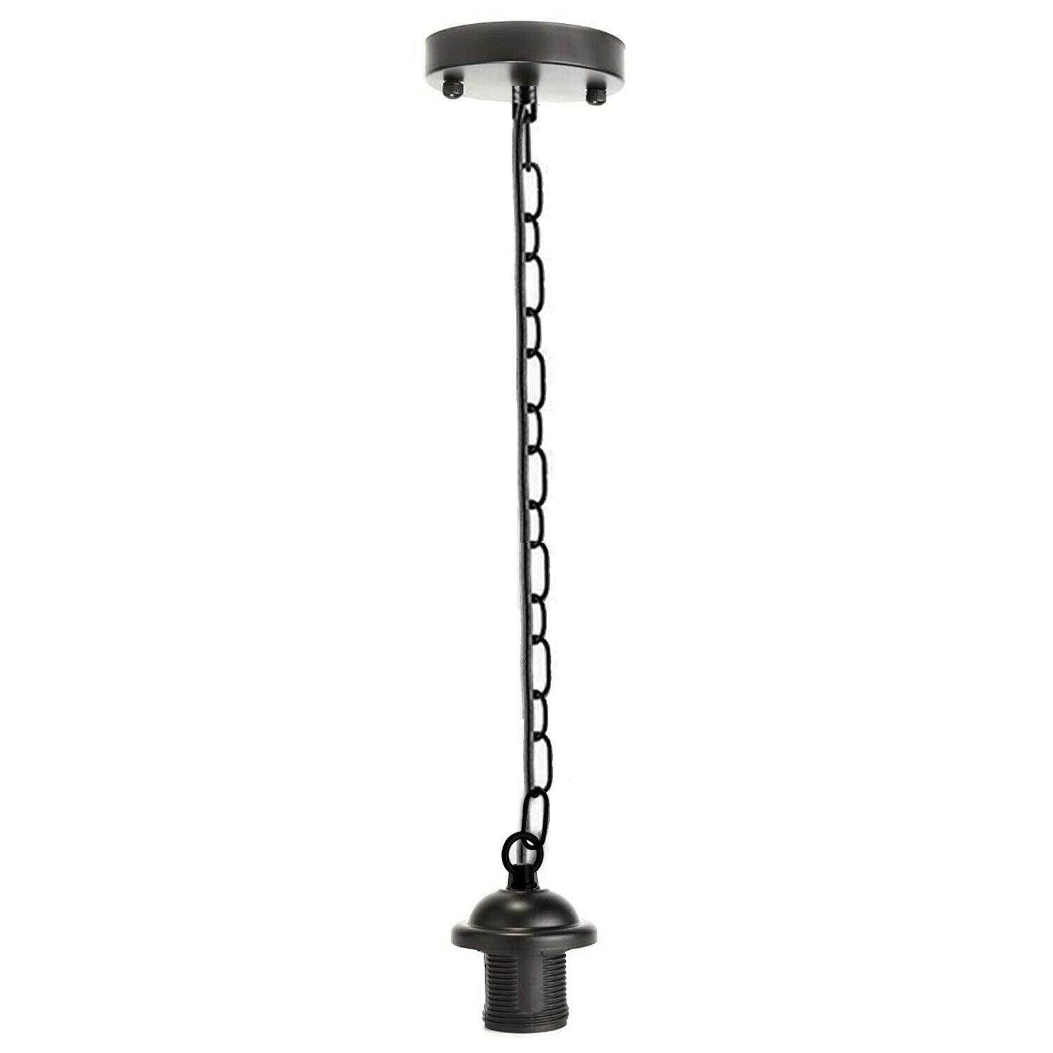 Black Metal Ceiling E27 Lamp Holder Pendant Light With Chain~1778-0