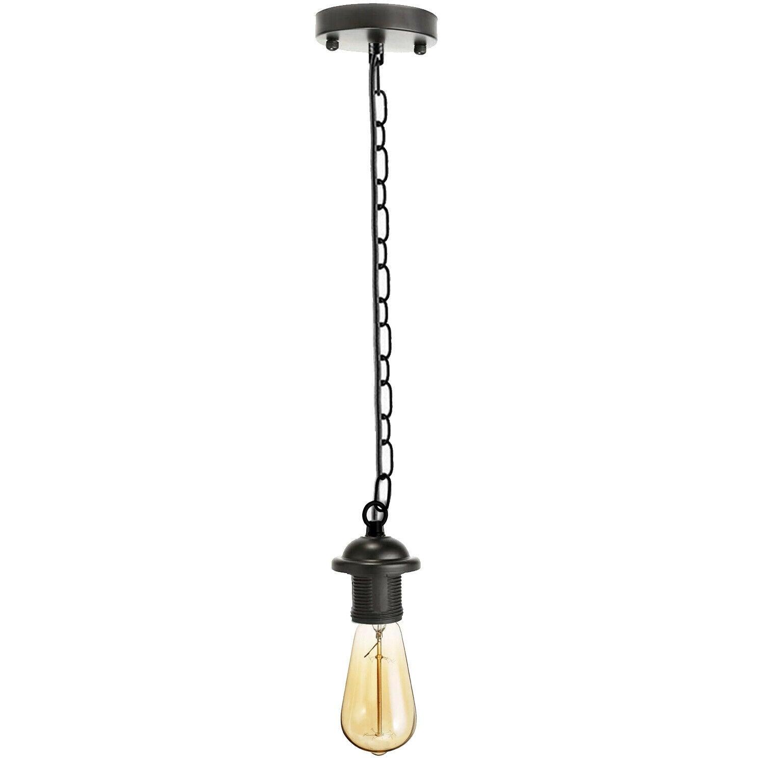 Black Metal Ceiling E27 Lamp Holder Pendant Light With Chain~1778-2