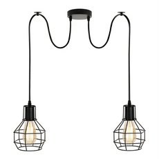 Black Nest Cage Retro Industrial 2 Way Indoor Ceiling Pendant Chandelier Hanging Light Metal~3489-0