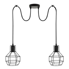 Black Nest Cage Retro Industrial 2 Way Indoor Ceiling Pendant Chandelier Hanging Light Metal~3489-2