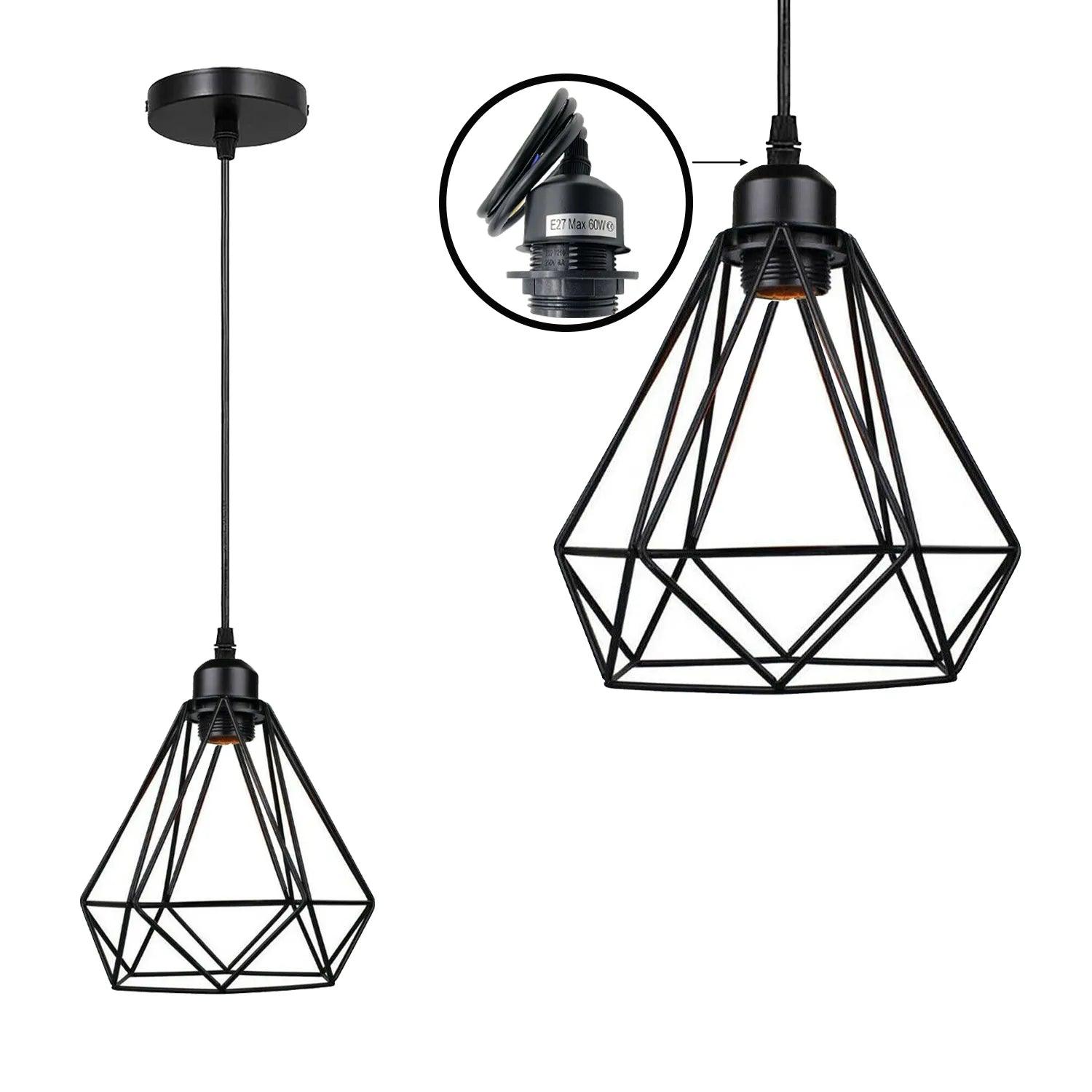 Black Pendant Light, E27 Lamp Holder Ceiling Hanging Light, With PVC Cable~4225-5