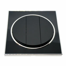 Black Round Screwless Flat plate Wall light 3 Gang switches~2624-1