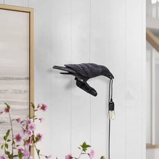 Black Wall Lamp On the Left Resin Bird Wall sconce~4779-9