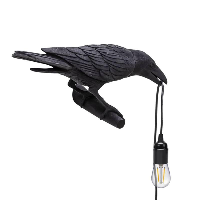 Black Wall Lamp On the Left Resin Bird Wall sconce~4779-10