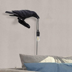 Black Wall Lamp On the Left Resin Bird Wall sconce~4779-7