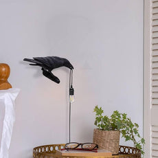 Black Wall Lamp On the Left Resin Bird Wall sconce~4779-8