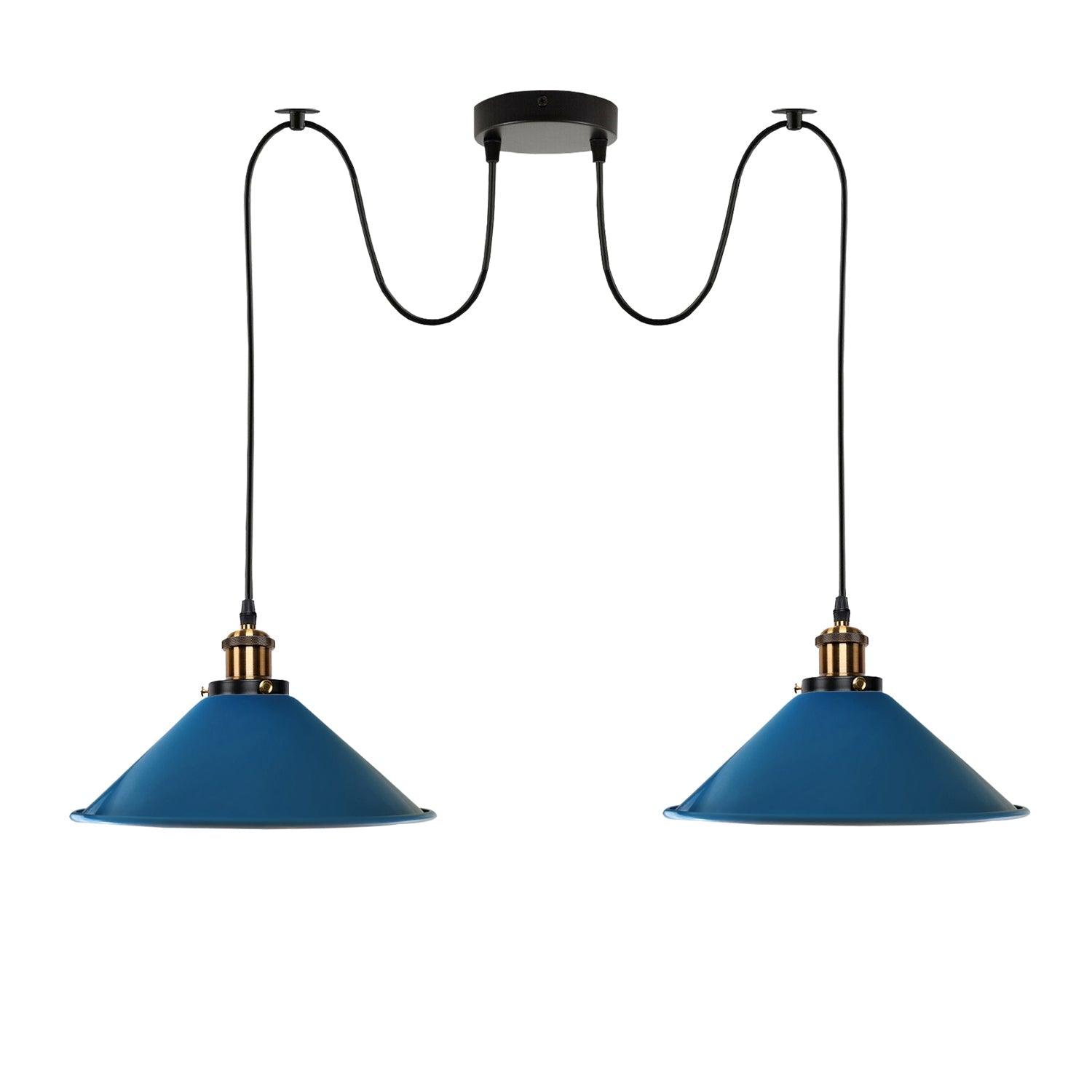 Blue 2 Way Retro Industrial Ceiling E27 Hanging Lamp Pendant Light~3501-2