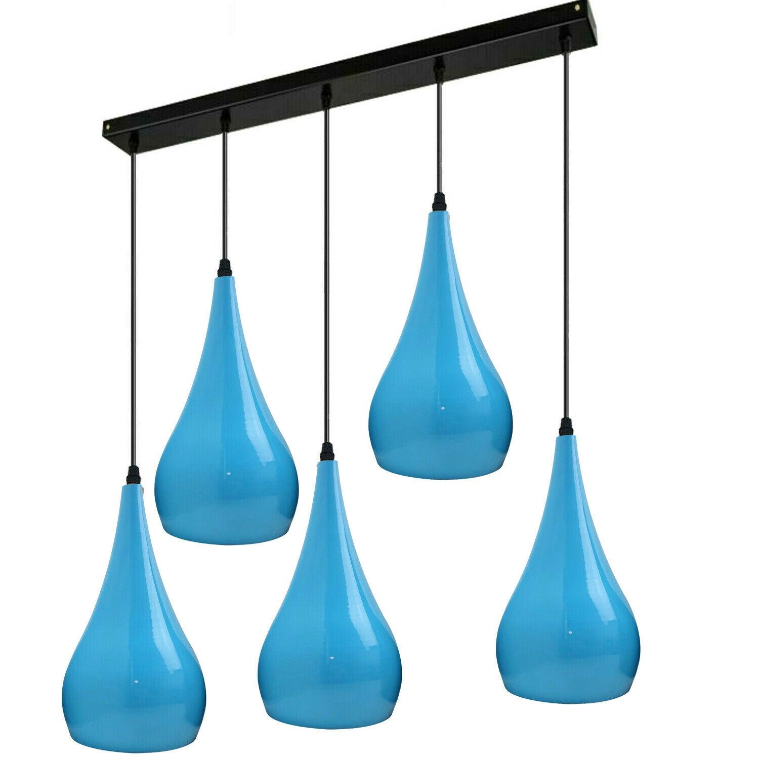 Blue 5 Outlet Ceiling Light Fixtures Black Hanging Pendant Lighting~1625-0