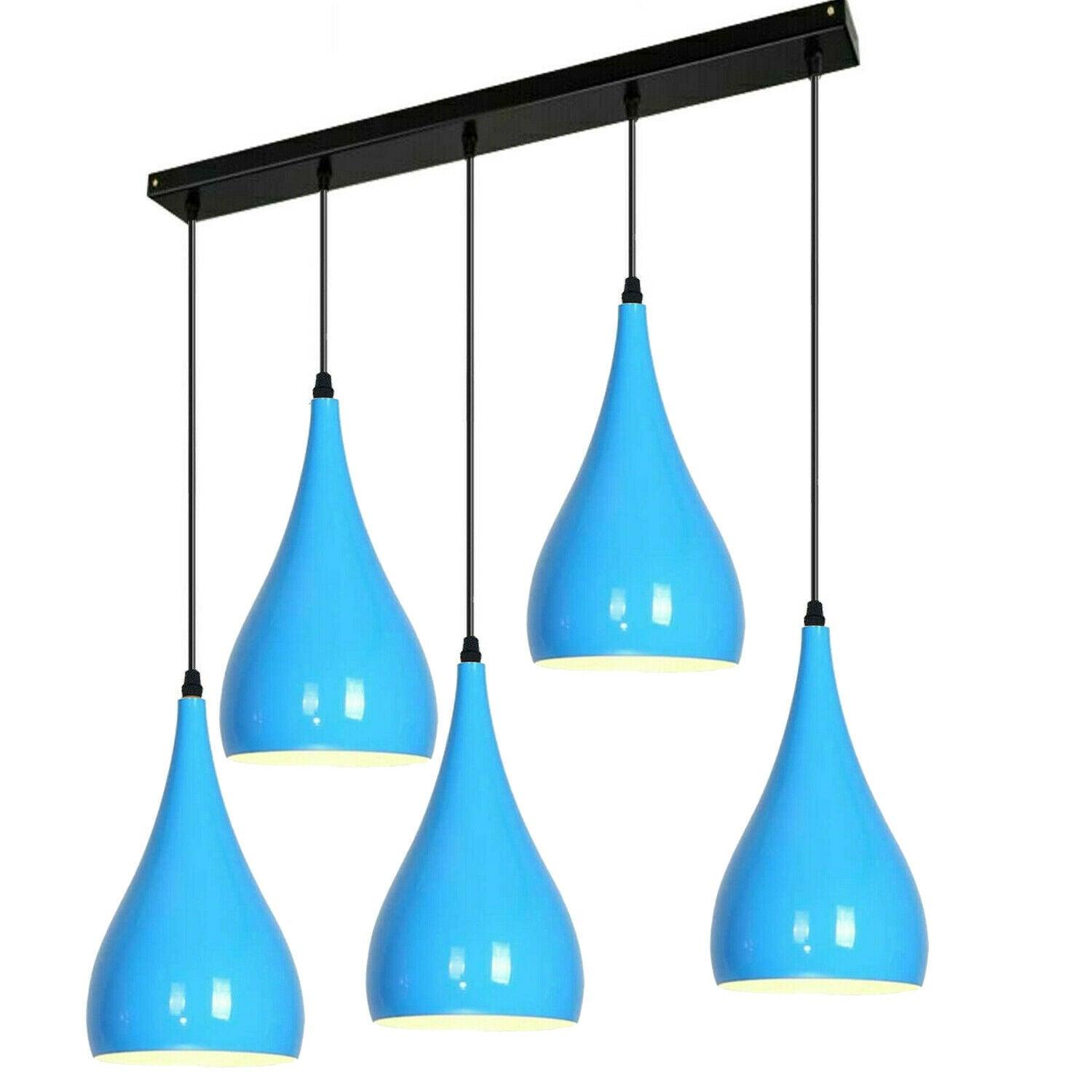 Blue 5 Outlet Ceiling Light Fixtures Black Hanging Pendant Lighting~1625-2