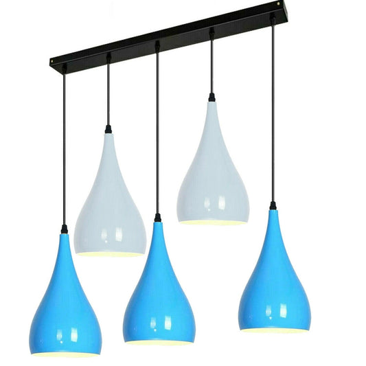 Blue And White Light Pendant Hanging Light Industrial 5 Outlet Pendant~1629-0