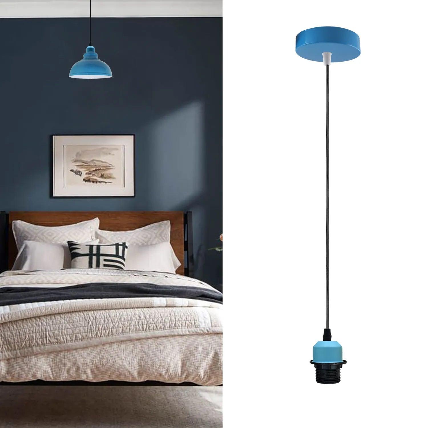 Blue Pendant,Lampshade E27 Lamp Holder For Ceiling Hanging Light,PVC Cable~4203-4